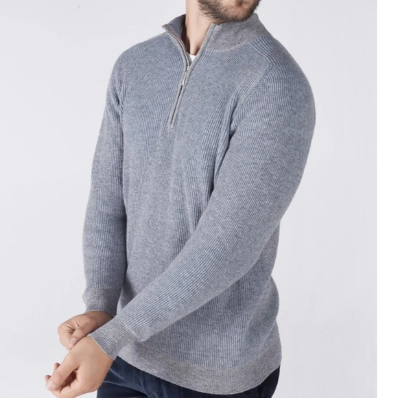 Hawico Scotland KEMNAY 1/4 ZIP TWO TONE PULLOVER Large 100% Pure Cashmere